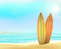 Vector holidays vintage design - surfboards on a