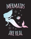 Vector holographic mermaid quote with sea elements