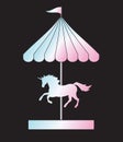 Vector holographic unicorn carousel silhouette Royalty Free Stock Photo