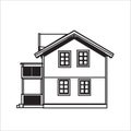 Vector Home Cartoon Ilustration, Building, Castle, Line art