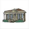 Vector Home Cartoon Ilustration, Building, Castle, Line art