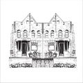 Vector Home Cartoon Ilustration, Building, Castle, Line art