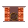 Vector home fireplace. Vintage design of stone oven with metal decorative elements. Flat icon design. Illustration Royalty Free Stock Photo