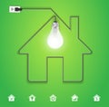 Vector home icon with creative light bulb Royalty Free Stock Photo