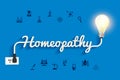 Vector homeopathy ideas concept creative light bulb design