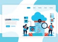 Vector homepage for learning programming and coding. Application development with a simple programming language. Flat illustration Royalty Free Stock Photo
