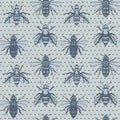 Vector Honey Bees with Polka Dots seamless pattern background.