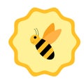 Vector honey label. Bee print design. Cute doodle sticker.