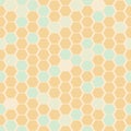 Vector HoneyCombs Abstract in honey yellow and mint seamless pattern background. Royalty Free Stock Photo