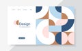 Vector horizontal banner with simple geometric forms in trendy bauhaus style.