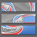 Vector horizontal Banners for Badminton Royalty Free Stock Photo