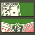 Vector horizontal banners of Black Jack for text Royalty Free Stock Photo