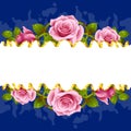 Vector horizontal frame whith pink roses Royalty Free Stock Photo