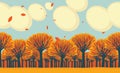 Vector horizontal frieze with yellowed fall trees