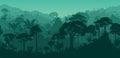 Vector horizontal Guyana Suriname seamless tropical rainforest background