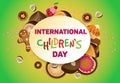 Vector horizontal poster on International Children`s Day.