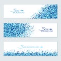 Vector horizontal sea banners set of scatter blue circles for different design Royalty Free Stock Photo