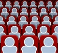 Vector Horizontal Seamless Cinema Seats Rows with People, Colorful Background
