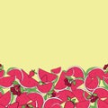 Vector horizontal Summer fruits doodle background pattern Royalty Free Stock Photo