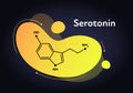 Vector hormones fluid banner template. Seratonin 5-HT structure in liquid gradient trendy shape. Hormone assosiated with