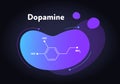 Vector hormones fluid modern banner. Dopamine structure in liquid gradient shape on black. Hormone associated with aged brain