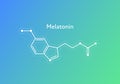 Vector hormones gradient banner template. Melatonin structure on blue to green background. Hormone assosiated with sleep disorder