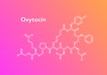 Vector hormones gradient banner template. Oxytocin structure on pink to orange background. Hormone assosiated with bonding,