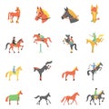 Vector Horse icons set. Royalty Free Stock Photo