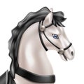 Vector realistic horse toy, doll with black saddle