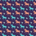 Vector horse seamless pattern background on dark cover Royalty Free Stock Photo