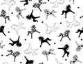 Vector horses abstract, seamless pattern