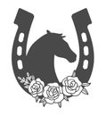 Vector horseshoe with horse and roses Royalty Free Stock Photo