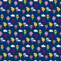 Vector hot air balloons seamless pattern