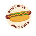 Vector Hot-Dog in circle illustration Royalty Free Stock Photo