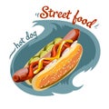 Vector Hot-Dog illustration Royalty Free Stock Photo