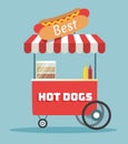 Vector hot dogs street cart Royalty Free Stock Photo