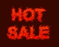 Vector Hot Sale text with red fire flames background. Wavy threads from fiery letters. Hot Black friday sale Royalty Free Stock Photo