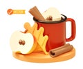 Vector hot spiked apple cider in cup Royalty Free Stock Photo