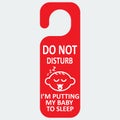 Vector hotel tag do not disturb with baby sleep