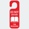 Vector hotel tag do not disturb with reading book