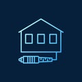 Vector House with Fiber Optic Cable blue outline icon Royalty Free Stock Photo