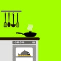 Vector house interior graphic stove illustration