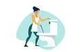 Vector of a house keeping lady cleaning the bathroom Royalty Free Stock Photo