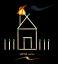Vector house from matches Royalty Free Stock Photo