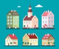 Vector Houses Set. Buildings Illustration.