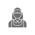 Vector housewife, cleaner, cleaning staff grey icon.