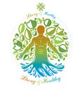 Vector human being standing. Alternative medicine concept, phytotherapy illustration created as the combination of water and tree