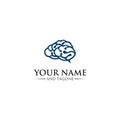 Vector human brain in low poly particles tech style. Logo, icon, emblem design template Royalty Free Stock Photo