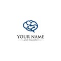 Vector human brain in low poly particles tech style. Logo, icon, emblem design template Royalty Free Stock Photo