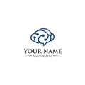 Vector human brain in low poly particles tech style. Logo, icon, emblem design template Royalty Free Stock Photo